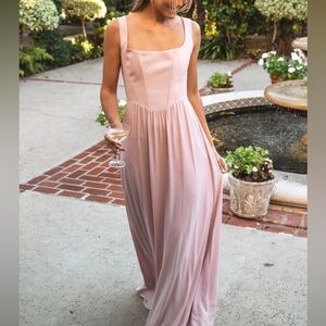 Show Me Your Mumu Nina Maxi Dress Champagne Luxe Satin corset size small